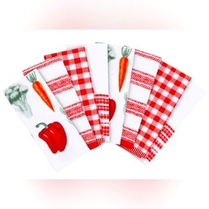 HOST PICK!!! Caro Home, 8-piece Kitchen Towels Set, 100% Cotton, Sardine (Red)